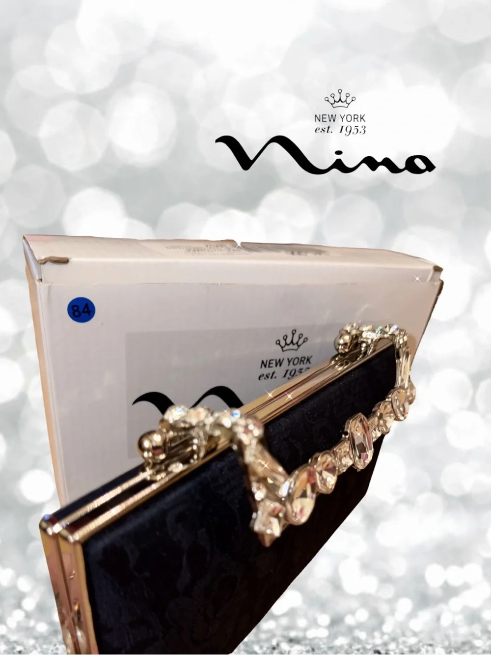 NWT Nina Boujee Black Lace Minaudiere Clutch Bag GORGEOUS!